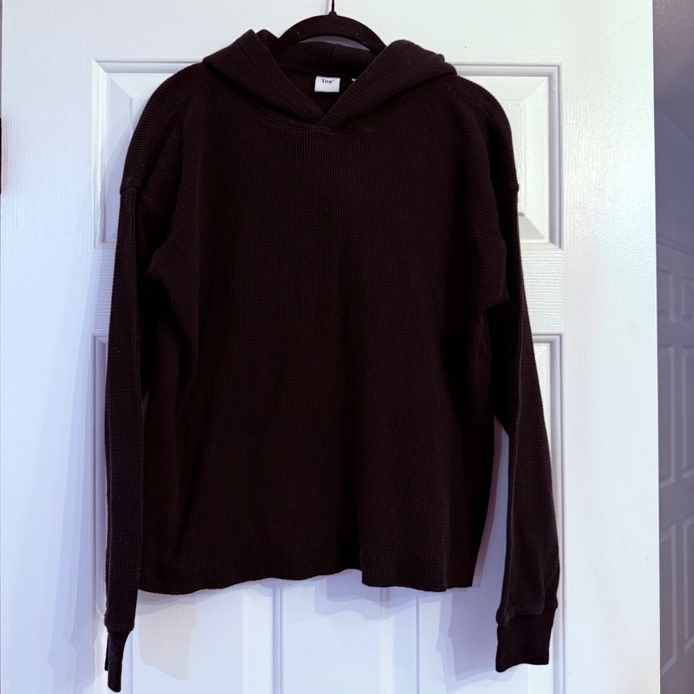 Tna Aritzia Waffle Knit Kinney Pullover Hoodie Sweatshirt Long Sleeve Top Small - Picture 10 of 10